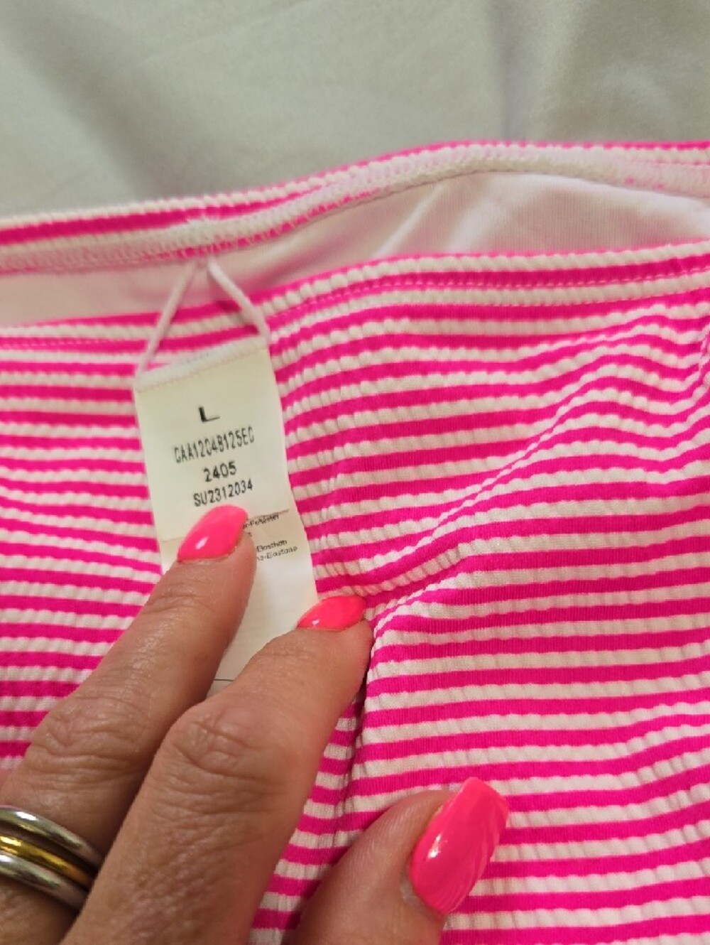 Cupshe Large High-Rise Pink Striped Bikini Bottom - Picture 2 of 3